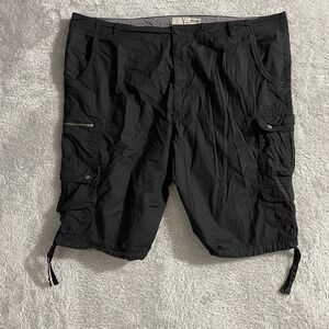 Plugg Cargo Shorts Mens 52 Black Pockets Bermuda Outdoor Leisure Grunge Stretch‎